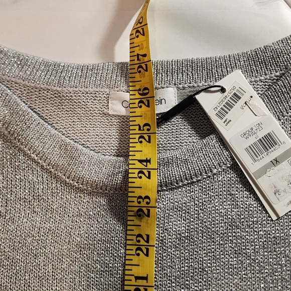 Calvin Klein Metallic Knit Sweater 3/4 Sleeve Decorative (Size 1X) - Picture 15 of 16